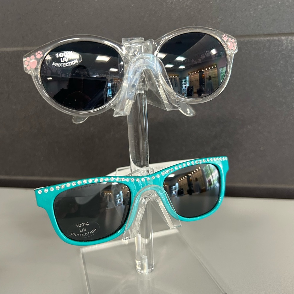 Clear and Teal Sunglasses Set with Rhinestones